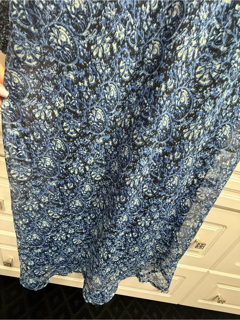 Free People Blue Floral Midi Dress with Smocked Bodice - Picture 4 of 7